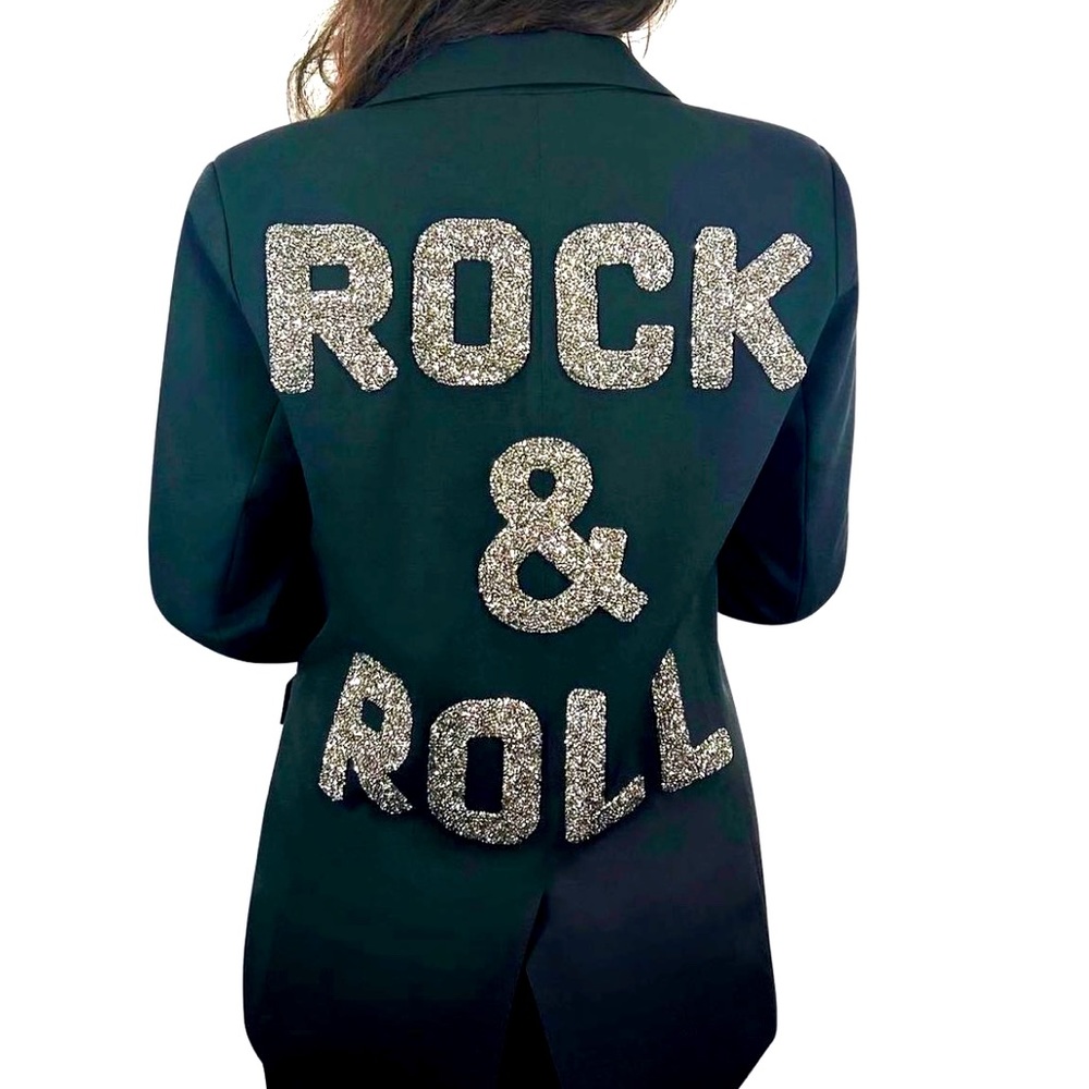 Rock & Roll Crystal Jacket sizes S-XL Black &White